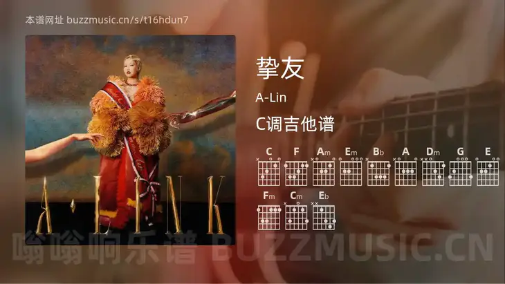 挚友 A-Lin 吉他谱C调简单版