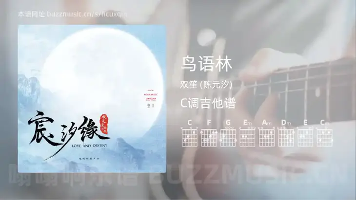 鸟语林吉他谱C调 双笙 (陈元汐) 简单版