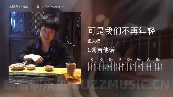 可是我们不再年轻 鱼大叔 吉他谱C调简单版