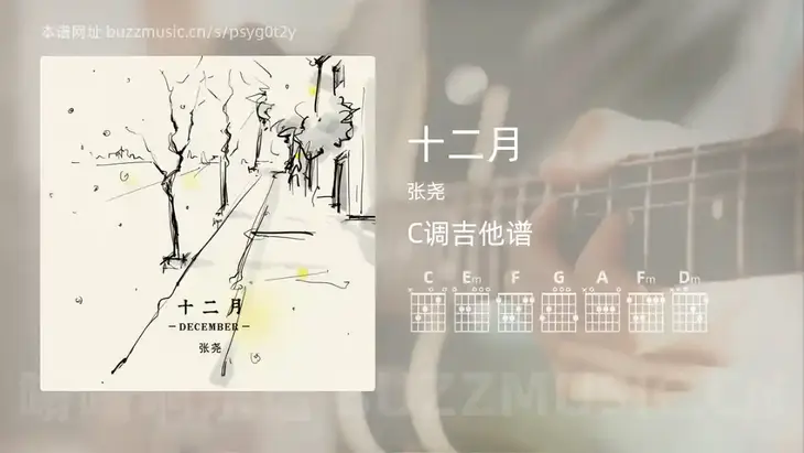 十二月 张尧 吉他谱C调简单版