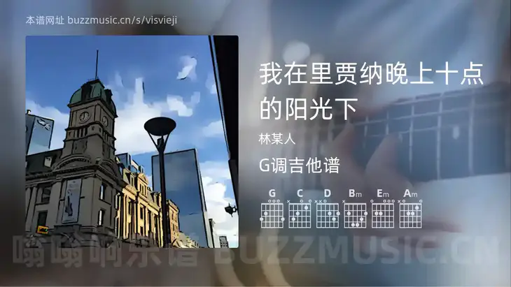 我在里贾纳晚上十点的阳光下吉他谱G调 林某人 简单版
