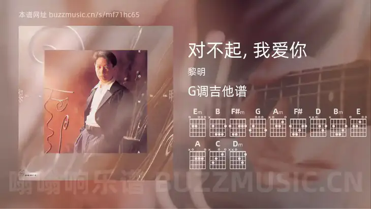 对不起, 我爱你 黎明 吉他谱G调简单版