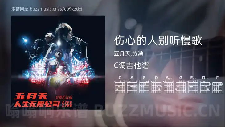 伤心的人别听慢歌 五月天,黄渤 吉他谱C调简单版