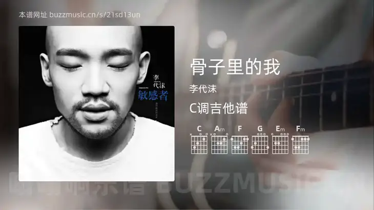 骨子里的我 李代沫 吉他谱C调简单版
