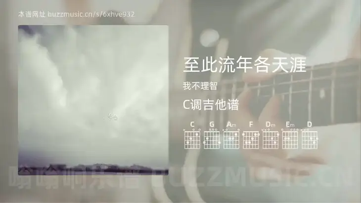 至此流年各天涯 我不理智 吉他谱C调简单版