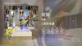 夜猫 张蔷 吉他谱C调简单版