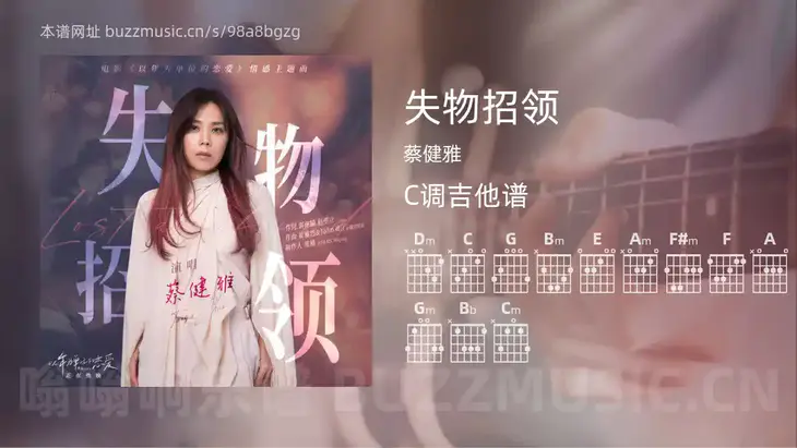 失物招领 蔡健雅 吉他谱C调简单版