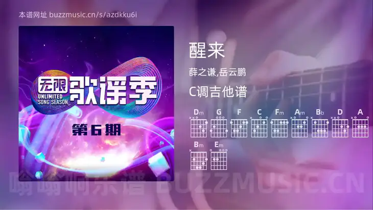 醒来 薛之谦,岳云鹏 吉他谱C调简单版