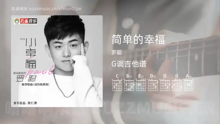 简单的幸福 罗聪 吉他谱G调简单版