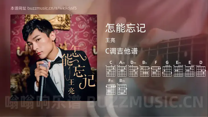 怎能忘记 王亮 吉他谱C调简单版