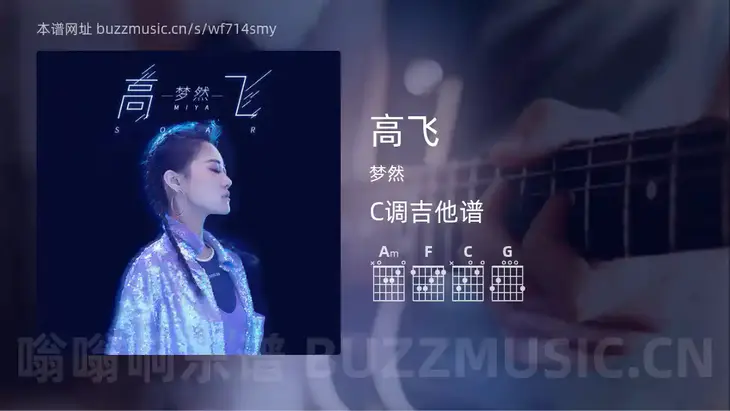 高飞吉他谱C调 梦然 简单版