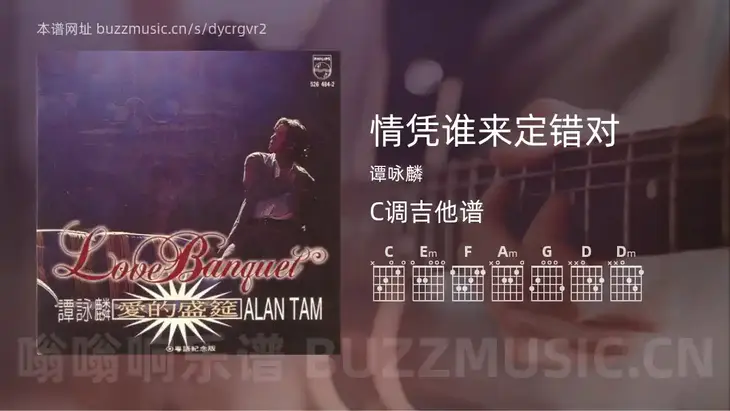 情凭谁来定错对 谭咏麟 吉他谱C调简单版