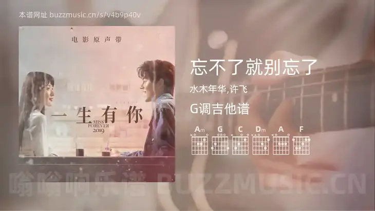 忘不了就别忘了 水木年华,许飞 吉他谱G调简单版