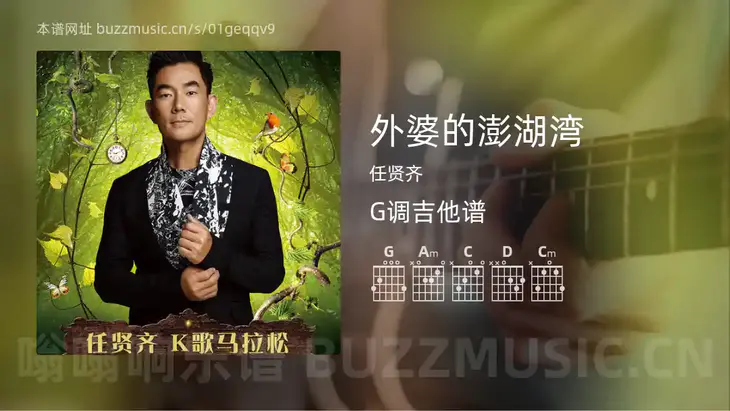 外婆的澎湖湾 任贤齐 吉他谱G调简单版