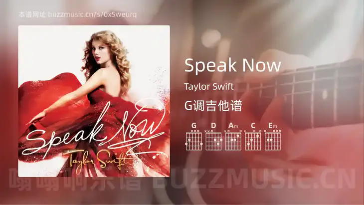 Speak Now Taylor Swift 吉他谱G调简单版