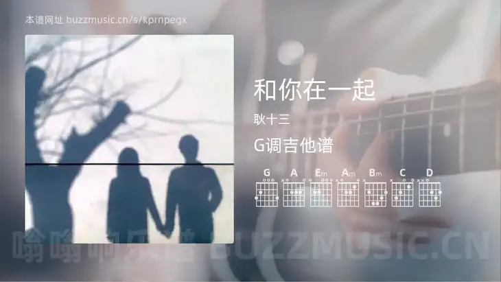 和你在一起 耿十三 吉他谱G调简单版