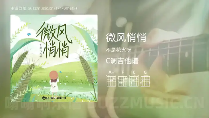 微风悄悄 不是花火呀 吉他谱C调简单版