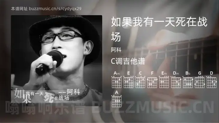 如果我有一天死在战场吉他谱C调 阿科 简单版