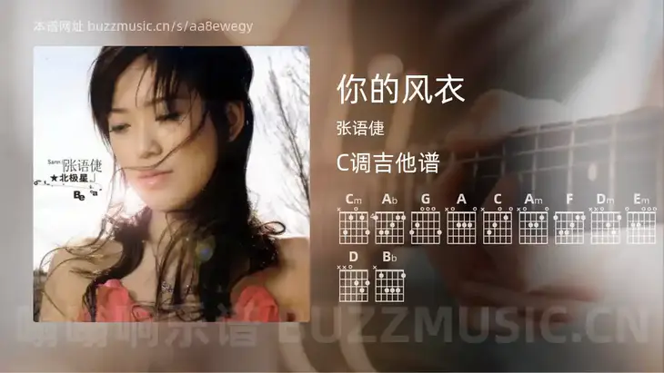 你的风衣 张语倢 吉他谱C调简单版