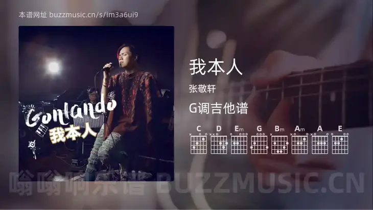 我本人 张敬轩 吉他谱G调简单版