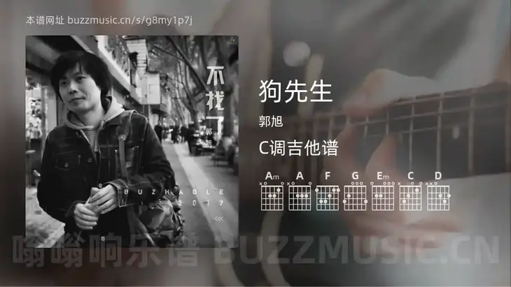 狗先生吉他谱C调 郭旭 简单版