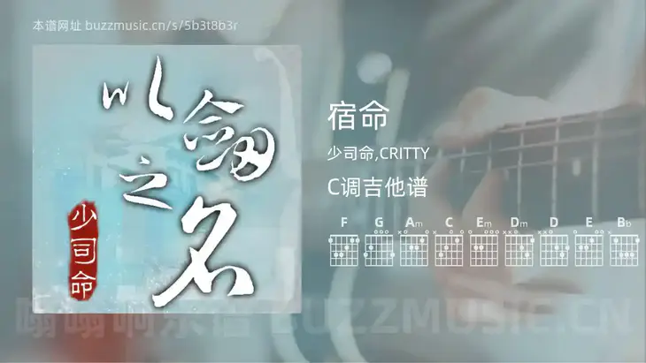宿命 少司命,CRITTY 吉他谱C调简单版