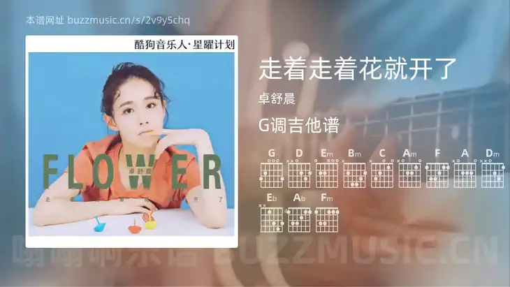 走着走着花就开了吉他谱G调 卓舒晨 简单版