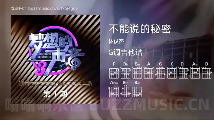 不能说的秘密 林俊杰 吉他谱G调简单版