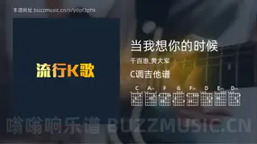 当我想你的时候 千百惠,黄大军 吉他谱C调简单版