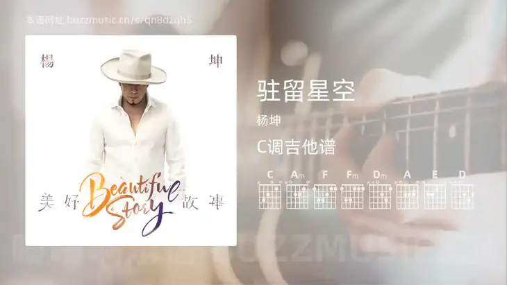 驻留星空 杨坤 吉他谱C调简单版