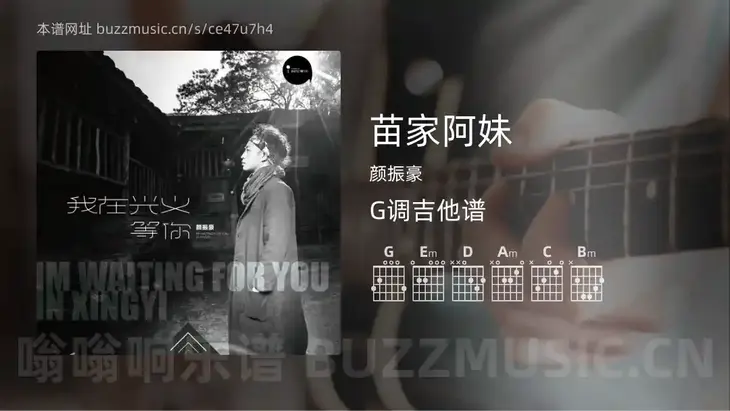 苗家阿妹吉他谱G调 颜振豪 简单版
