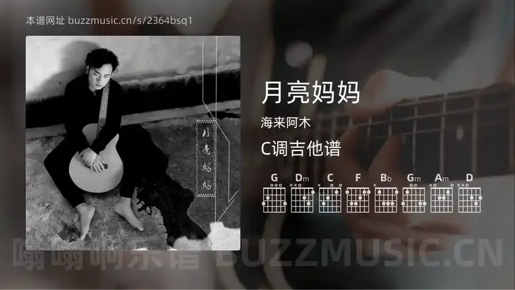 月亮妈妈 海来阿木 吉他谱C调简单版