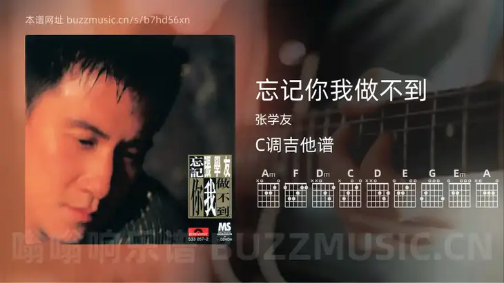 忘记你我做不到 张学友 吉他谱C调简单版