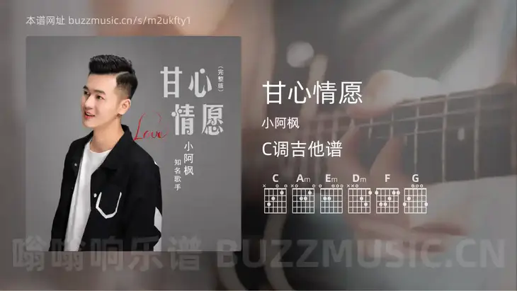 甘心情愿吉他谱C调 小阿枫 简单版