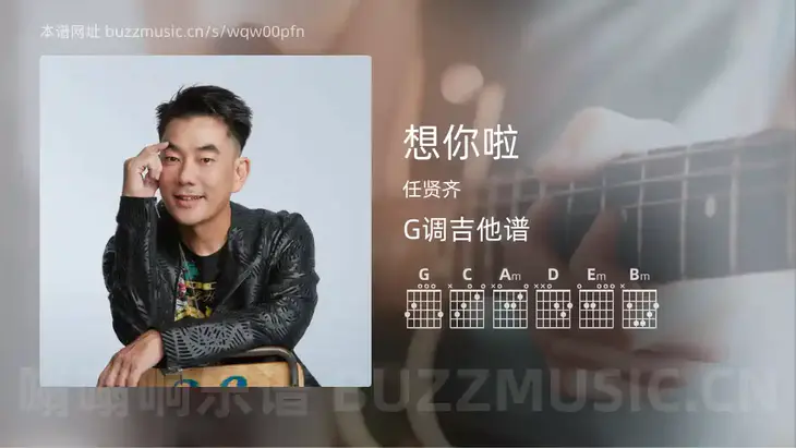 想你啦 任贤齐 吉他谱G调简单版