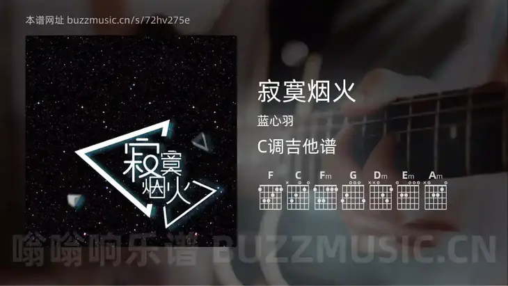 寂寞烟火 蓝心羽 吉他谱C调简单版