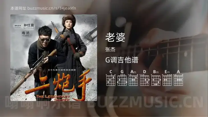 老婆吉他谱G调 张杰 简单版