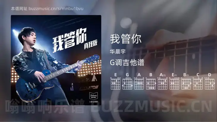 我管你 华晨宇 吉他谱G调简单版