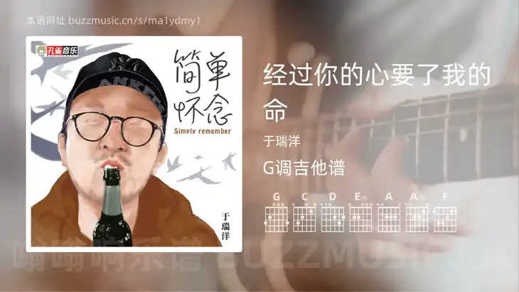 经过你的心要了我的命吉他谱G调 于瑞洋 简单版