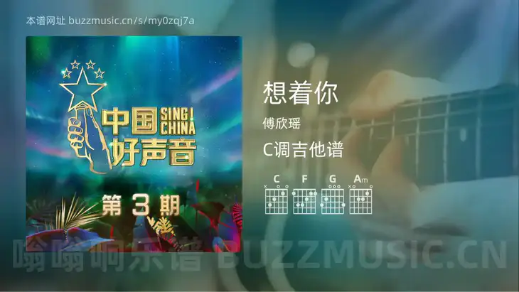 想着你吉他谱C调 傅欣瑶 简单版
