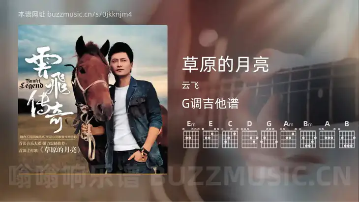 草原的月亮 云飞 吉他谱G调简单版