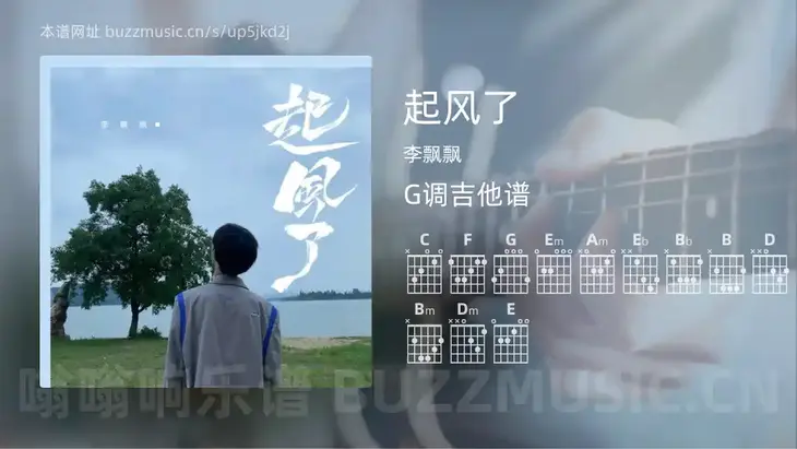 起风了吉他谱G调 李飘飘 简单版