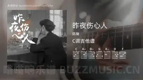 昨夜伤心人 陈瑞 吉他谱C调简单版