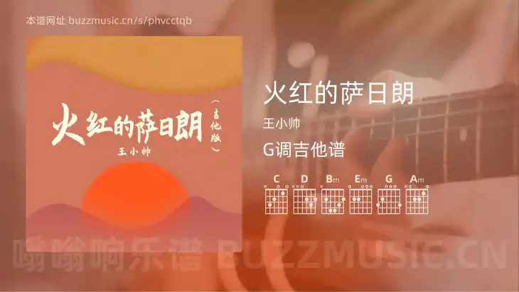 火红的萨日朗 王小帅 吉他谱G调简单版