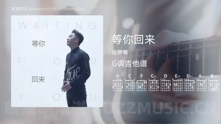 等你回来 张梦骞 吉他谱G调简单版