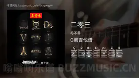 二零三 毛不易 吉他谱G调简单版