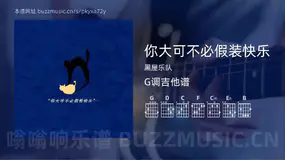你大可不必假装快乐 黑屋乐队 吉他谱G调简单版