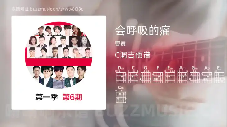 会呼吸的痛 曹寅 吉他谱C调简单版