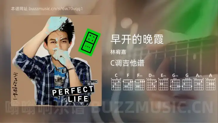 早开的晚霞 林宥嘉 吉他谱C调简单版