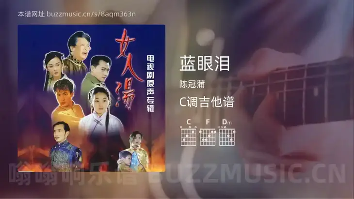 蓝眼泪 陈冠蒲 吉他谱C调简单版